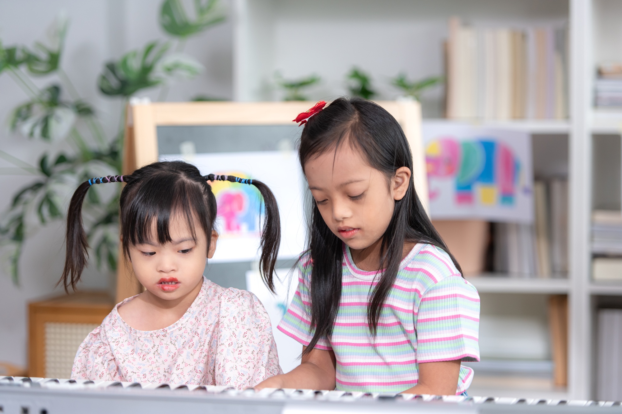Portrait of special students doing learning activities in a special classroom